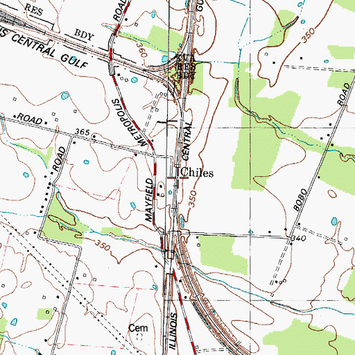 Topographic Map of Chiles, KY