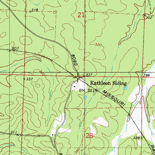 Topographic Map of Kathleen Siding, AR