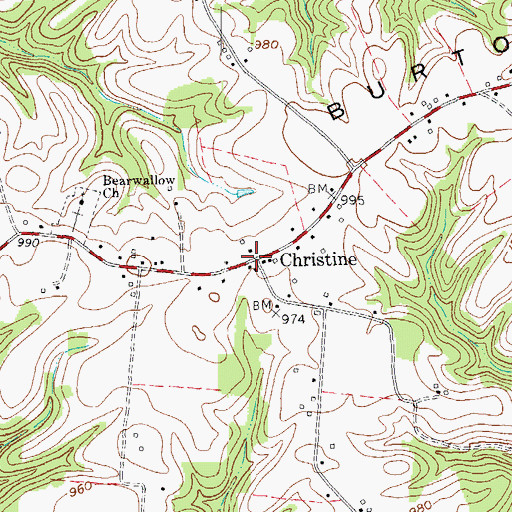 Topographic Map of Christine, KY