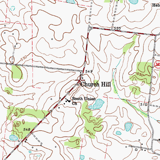 Topographic Map of Church Hill, KY