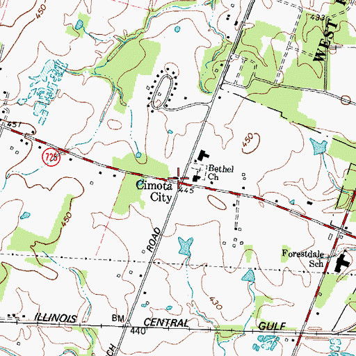 Topographic Map of Cimota City, KY