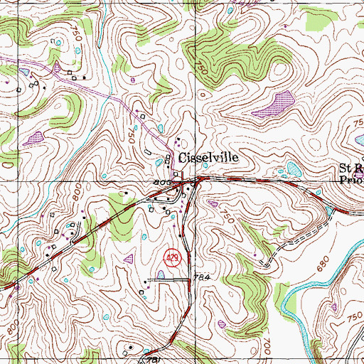 Topographic Map of Cisselville, KY