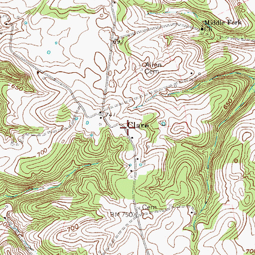 Topographic Map of Clare, KY