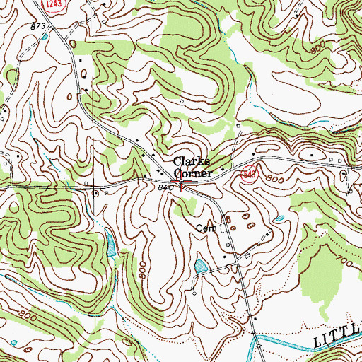 Topographic Map of Clarks Corner, KY
