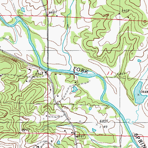 Topographic Map of Katy Branch, AR