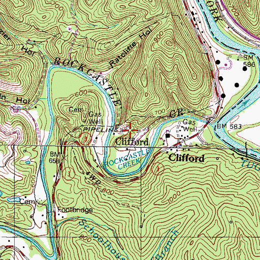 Topographic Map of Clifford, KY