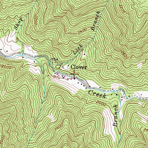 Topographic Map of Clover, KY