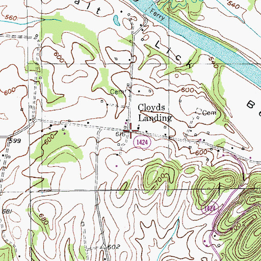 Topographic Map of Cloyds Landing, KY