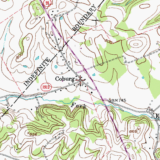 Topographic Map of Coburg, KY