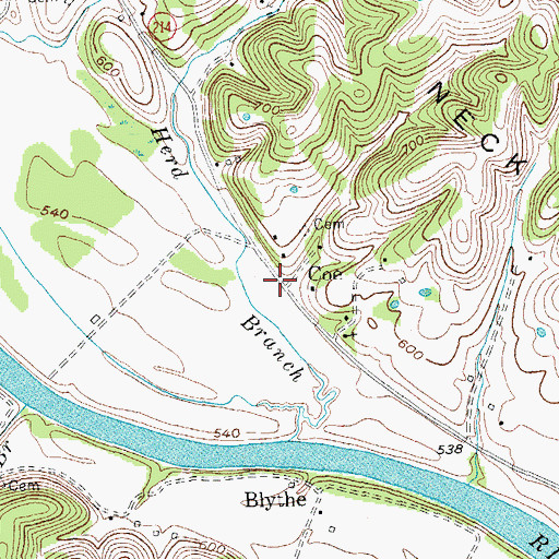 Topographic Map of Coe, KY