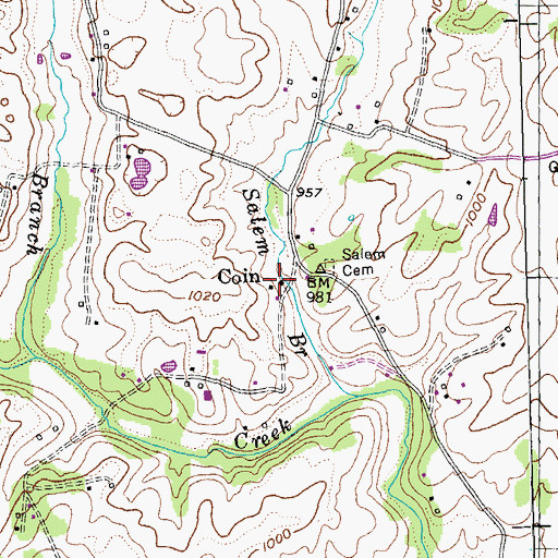 Topographic Map of Coin, KY