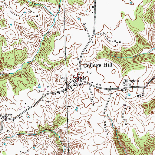 Topographic Map of College Hill, KY