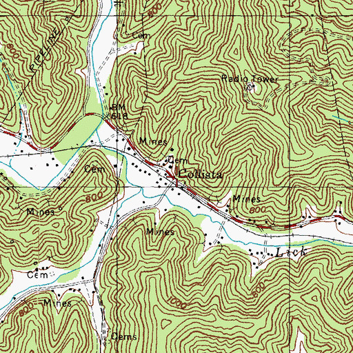 Topographic Map of Collista, KY