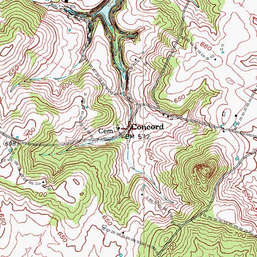 Topographic Map of Concord, KY