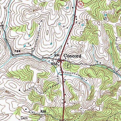 Topographic Map of Concord, KY