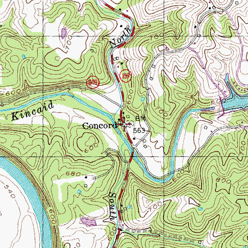 Topographic Map of Concord, KY