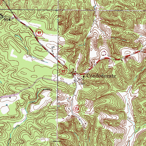 Topographic Map of Confederate, KY