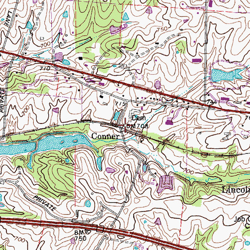 Topographic Map of Conner, KY