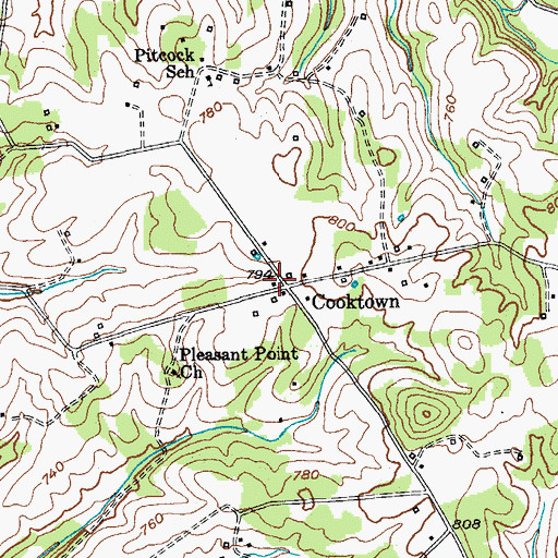 Topographic Map of Cooktown, KY