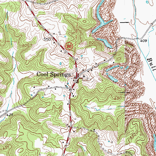 Topographic Map of Cool Springs, KY