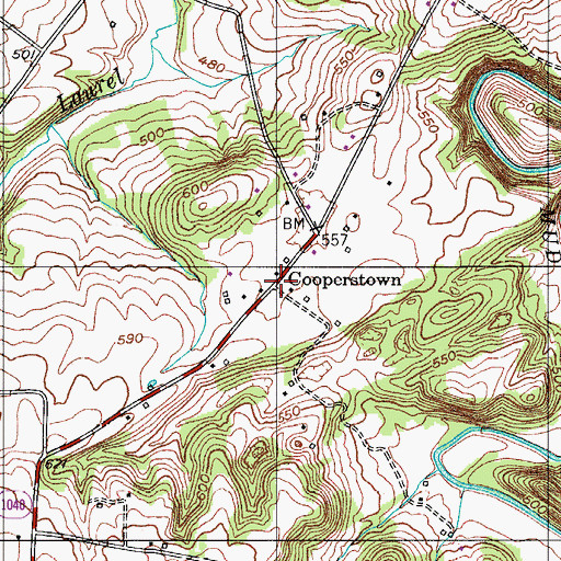 Topographic Map of Cooperstown, KY