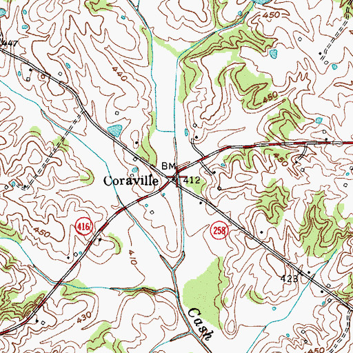 Topographic Map of Coraville, KY