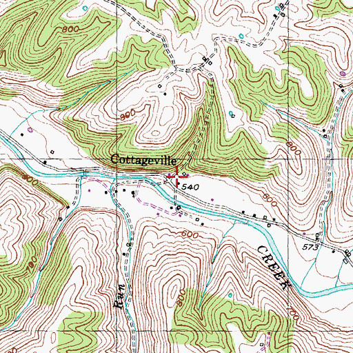 Topographic Map of Cottageville, KY