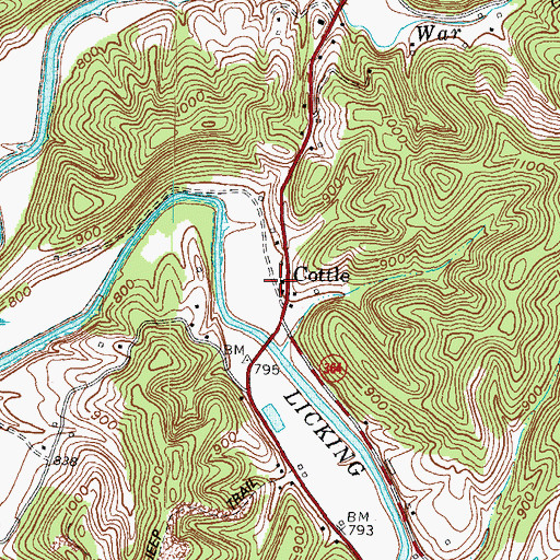 Topographic Map of Cottle, KY