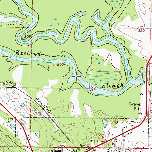 Topographic Map of Keeland Slough, AR