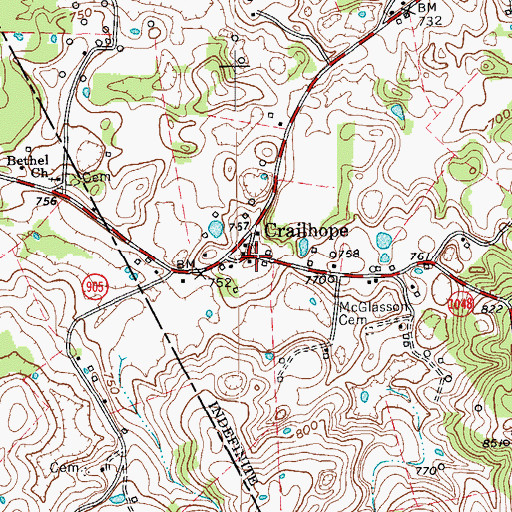Topographic Map of Crailhope, KY