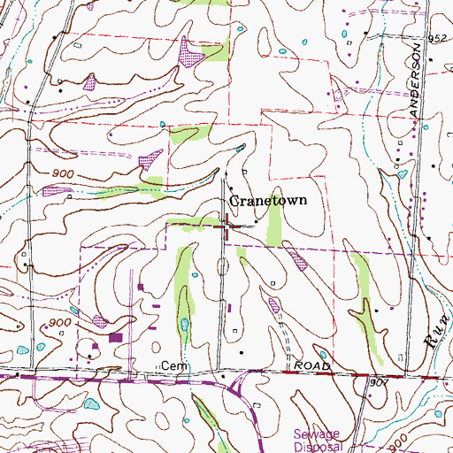 Topographic Map of Cranetown, KY