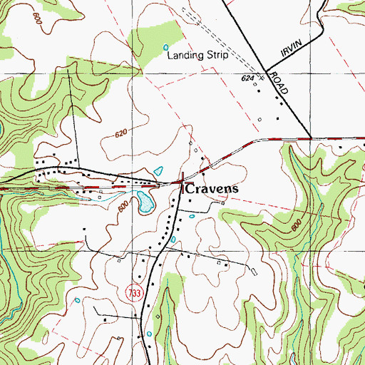 Topographic Map of Cravens, KY