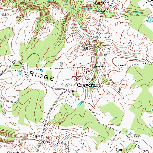 Topographic Map of Craycraft, KY