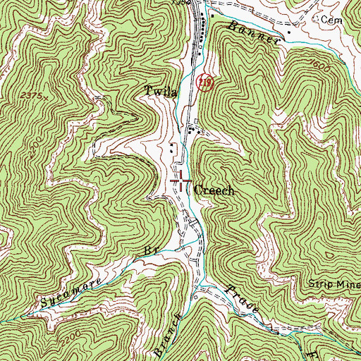 Topographic Map of Creech, KY