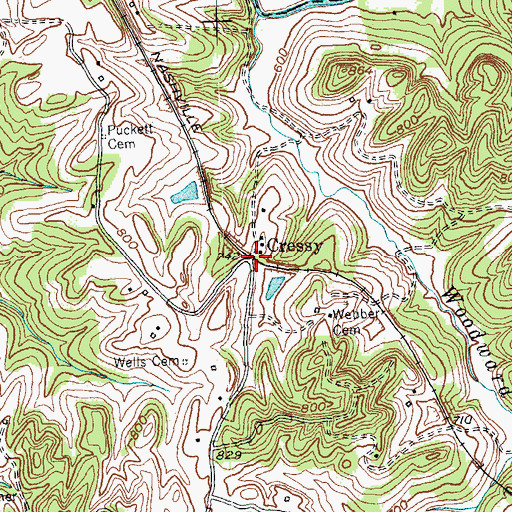 Topographic Map of Cressy, KY