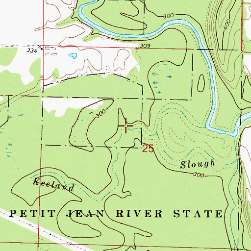 Topographic Map of Keeland Slough, AR