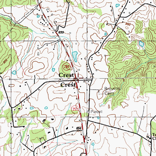 Topographic Map of Crest, KY