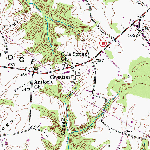 Topographic Map of Creston, KY
