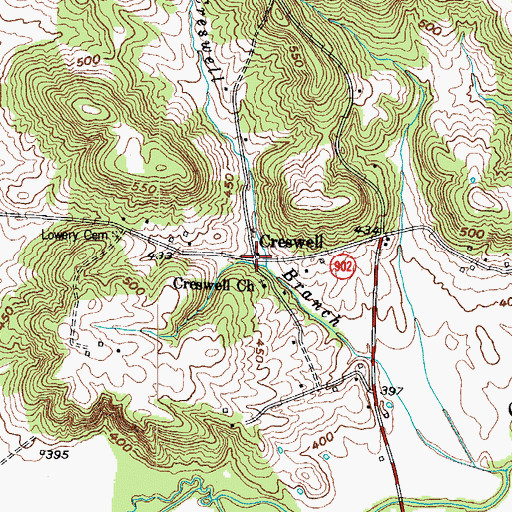 Topographic Map of Creswell, KY