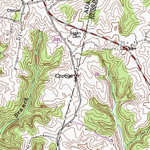 Topographic Map of Crocus, KY