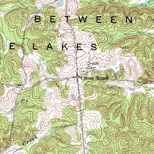 Topographic Map of Cross Road, KY