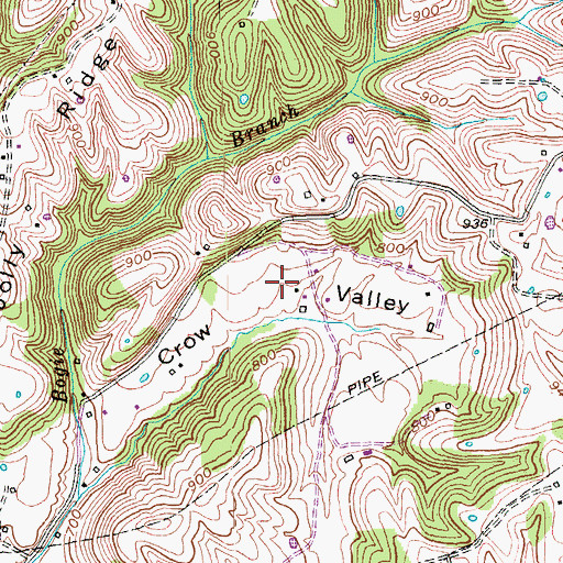 Topographic Map of Crow Valley, KY
