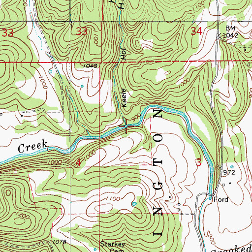 Topographic Map of Keele Hollow, AR