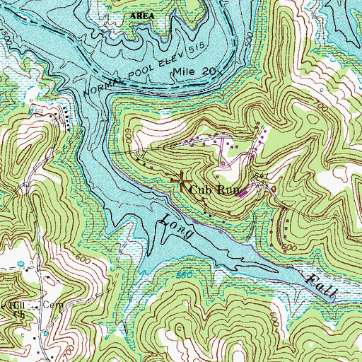 Topographic Map of Cub Run, KY
