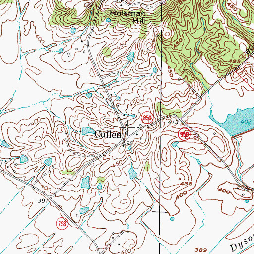 Topographic Map of Cullen, KY