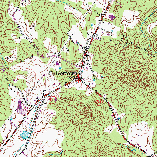 Topographic Map of Culvertown, KY