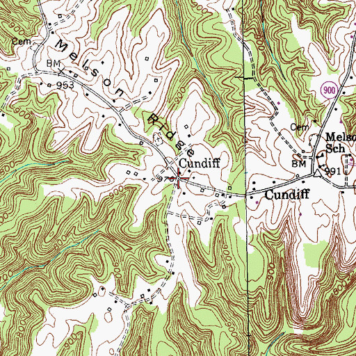 Topographic Map of Cundiff, KY