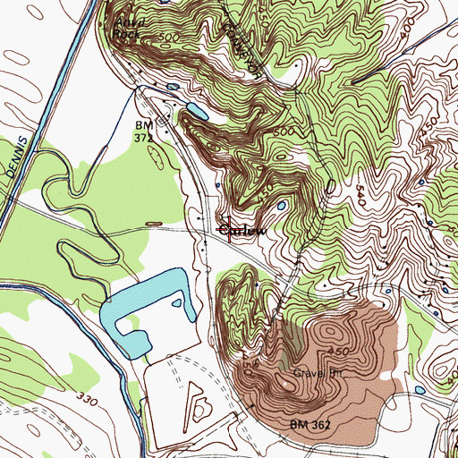 Topographic Map of Curlew, KY