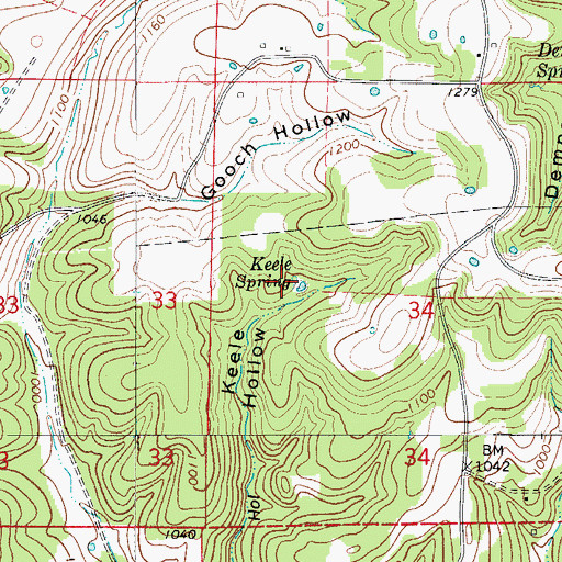 Topographic Map of Keele Spring, AR