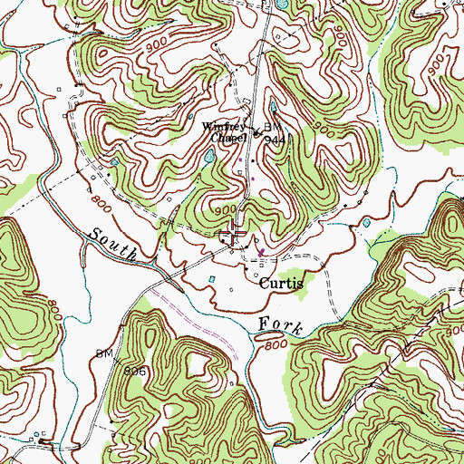 Topographic Map of Curtis, KY